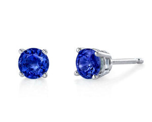 Sapphire Double Gallery Stud Earrings - White Gold