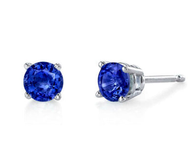 Sapphire Double Gallery Stud Earrings - White Gold