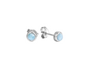 Bezel Set Larimar Stud Earrings - Sterling Silver