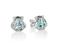 Clam Shell Stud Earring with Abalone Inlay - Sterling Silver