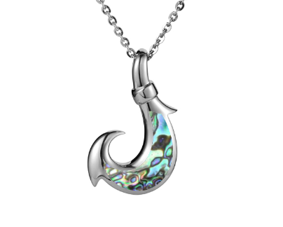 Abalone Fish Hook Pendant - Sterling Silver