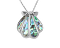 Abalone Inlay Clam Shell Pendant - Sterling Silver