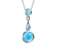 Bezel Set Larimar Drop Pendant - Sterling Silver