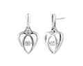 Bezel Set Lab Grown Diamond Heart Dangle Earrings - Sterling Silver