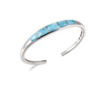 Cuff Bracelet with Inlayed Larimar Pieces - Sterling Silver
