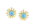 Larimar Sunflower Shape Studs - Yellow Gold