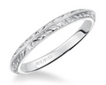 Knife Edge Band with Engraved Detail - White Gold