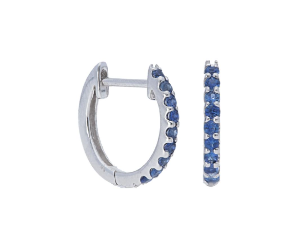 Sapphire Huggie Earrings - White Gold
