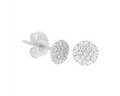 Pave Diamond Disc Stud Earrings - White Gold