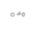 Halo Bezel Set Diamond Stud Earrings - White Gold