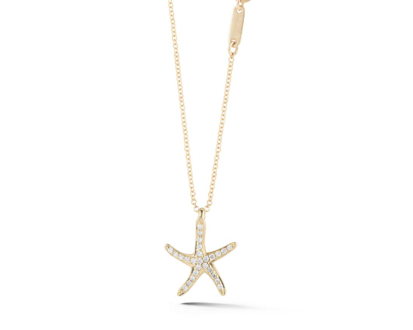 Diamond Starfish Pendant - Yellow Gold