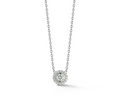 Bezel Set Diamond Halo Pendant - White Gold
