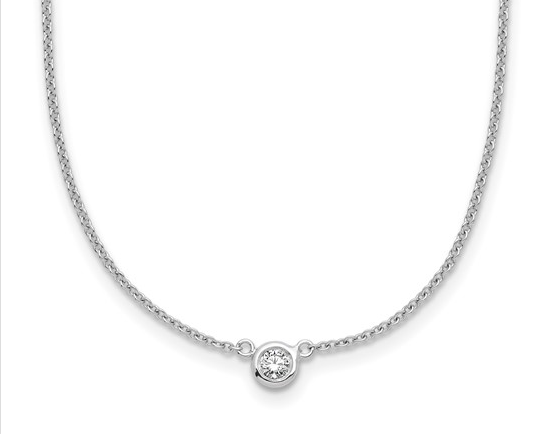 Station Bezel Set Diamond Necklace - White Gold