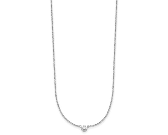 Station Bezel Set Diamond Necklace - White Gold