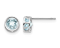 5mm Bezel Set Aquamarine Studs - White Gold