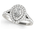 1.00ctw Pear Shape Diamond Ring with Double Halo - White Gold
