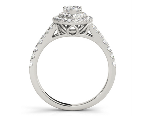 1.00ctw Pear Shape Diamond Ring with Double Halo - White Gold