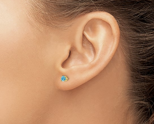 4.0mm Aquamarine Studs - Yellow Gold