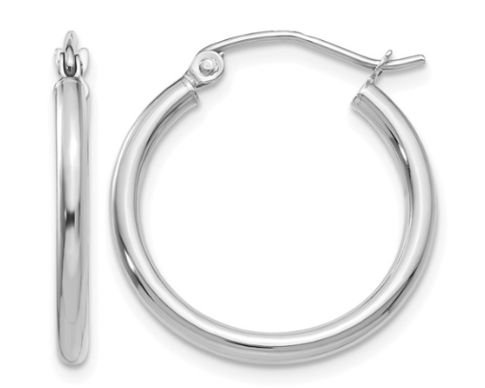 20 x 2.0mm Hoop Earrings - White Gold
