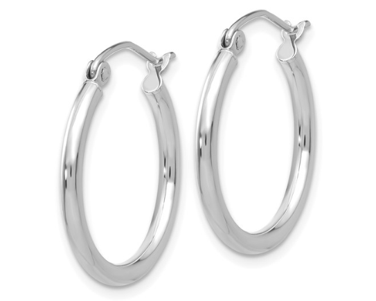 20 x 2.0mm Hoop Earrings - White Gold