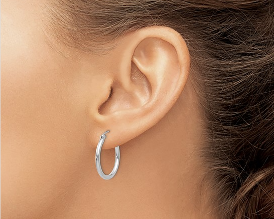 20 x 2.0mm Hoop Earrings - White Gold