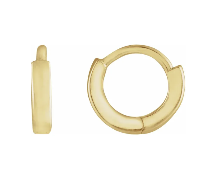 8.0 X 1.65mm Huggie Hoop Earrings - Yellow Gold