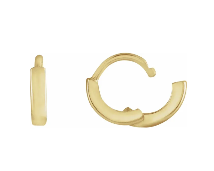 8.0 X 1.65mm Huggie Hoop Earrings - Yellow Gold