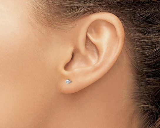 3.0mm Ball Stud Earrings - White Gold