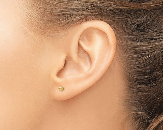 3.0mm Ball Stud Earrings - Yellow Gold