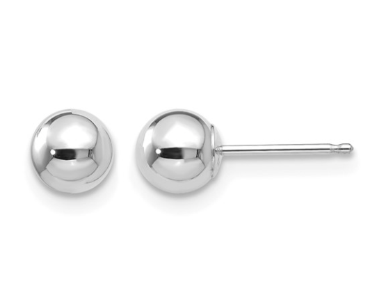 5.0mm Ball Stud Earrings - White Gold
