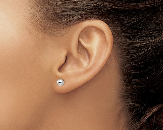 5.0mm Ball Stud Earrings - White Gold