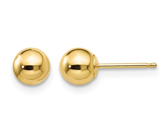 5.0mm Ball Stud Earrings - Yellow Gold