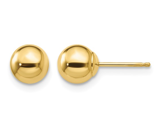 6.0mm Ball Stud Earrings - Yellow Gold
