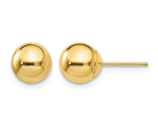 7.0mm Ball Stud Earrings - Yellow Gold