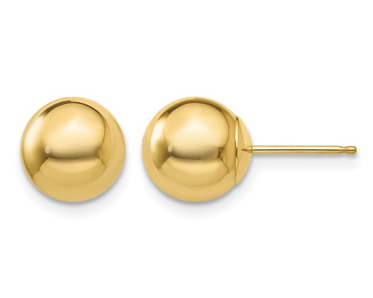 8.0mm Ball Stud Earrings - Yellow Gold