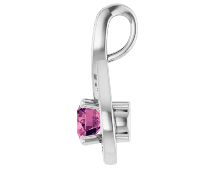 Pink Tourmaline Pendant with Diamond Accents - White Gold