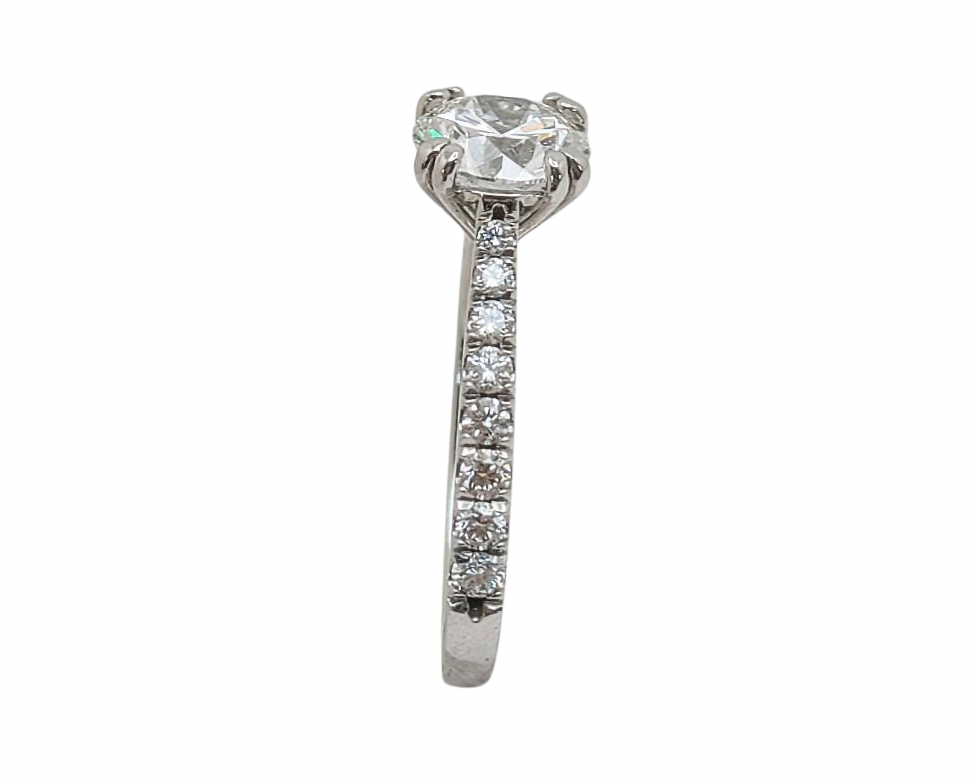 1.58ct Diamond Ring with Diamond Accented Shank - Platinum