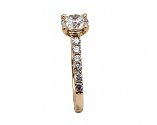 1.40ct Diamond Ring with Accented Shank - Yellow Gold