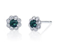 Alexandrite and Diamond Earrings with Milgrain Detail - White Gold