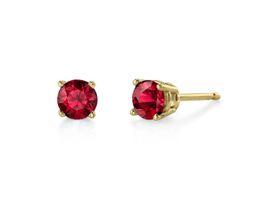3.5mm Ruby Stud Earrings - Yellow Gold