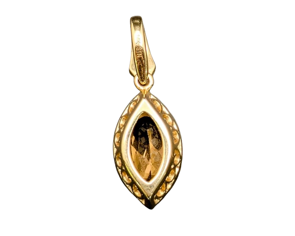 Golden Topaz Pendant with Diamond Accents - Yellow Gold