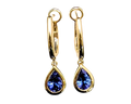 Tanzanite Pear Shape Dangle Earrings - Yellow Gold