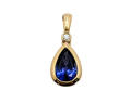 Tanzanite Pear Shape Drop Pendant with Diamond Accent - Yellow Gold