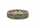 Starry Night Design Wedding Band Wide - White Gold