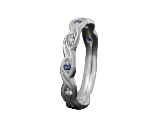 Tides Ring with Sapphires and Diamonds - White Gold