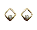 Simply Square Diamond Accented Earrings - Yellow Gold