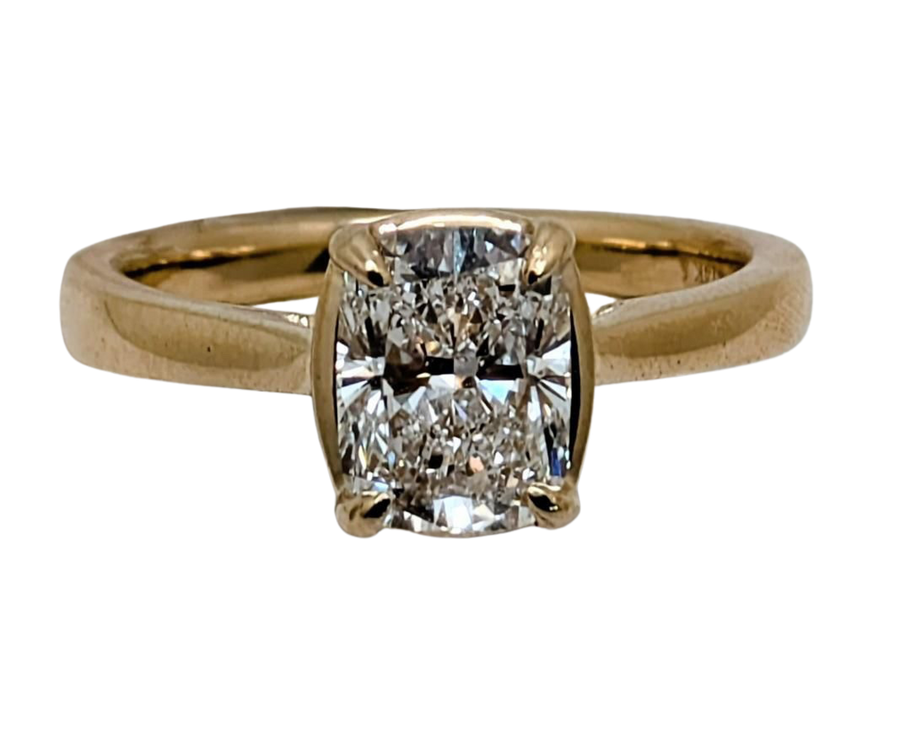 1.57ct Rectangular Cushion Lab Grown Solitaire Ring - Yellow Gold