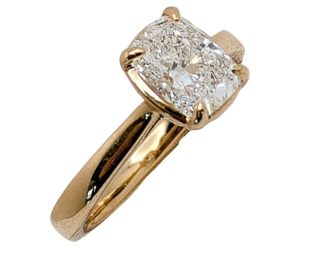 1.57ct Rectangular Cushion Lab Grown Solitaire Ring - Yellow Gold