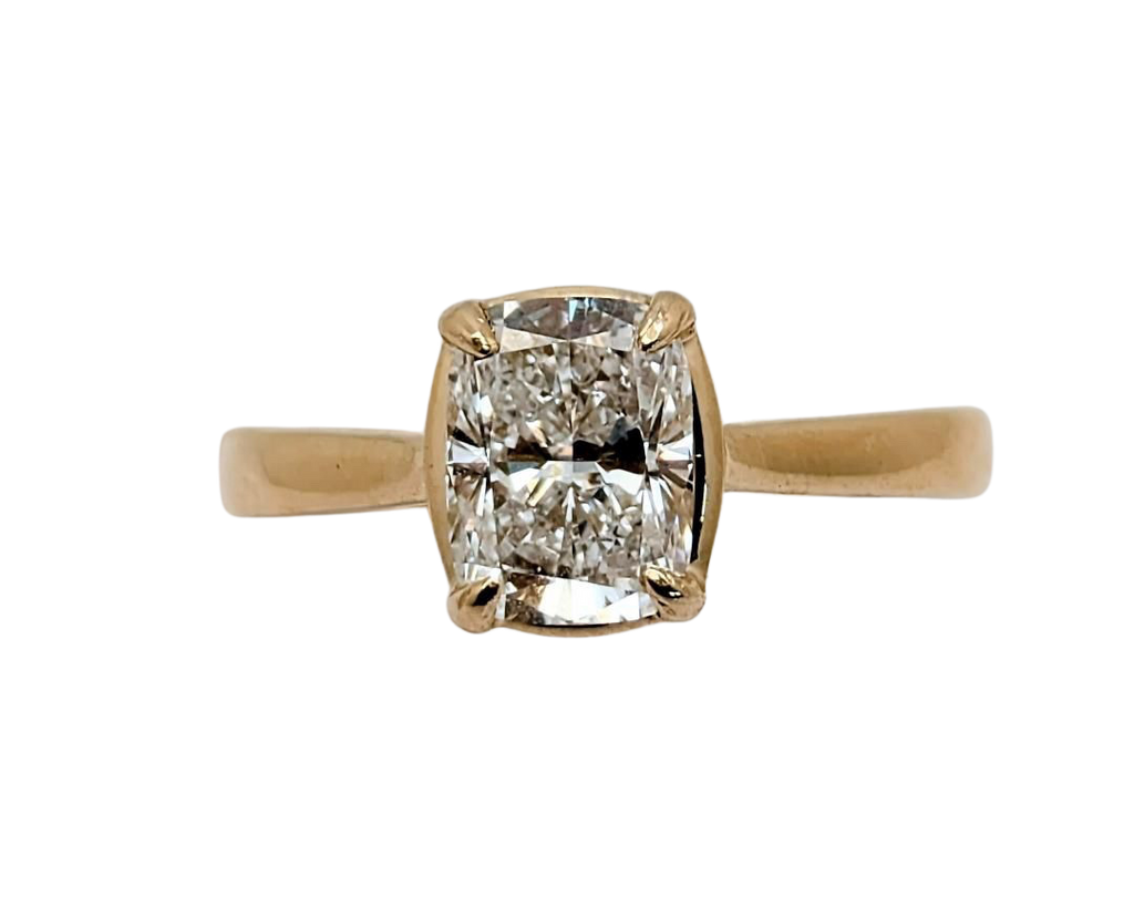 1.57ct Rectangular Cushion Lab Grown Solitaire Ring - Yellow Gold