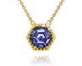 Hexagon Tanzanite Necklace with Diamond Accents - Yellow Gold
